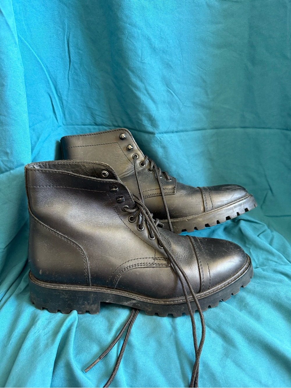 Thursday Black Leather Lace Up Boots